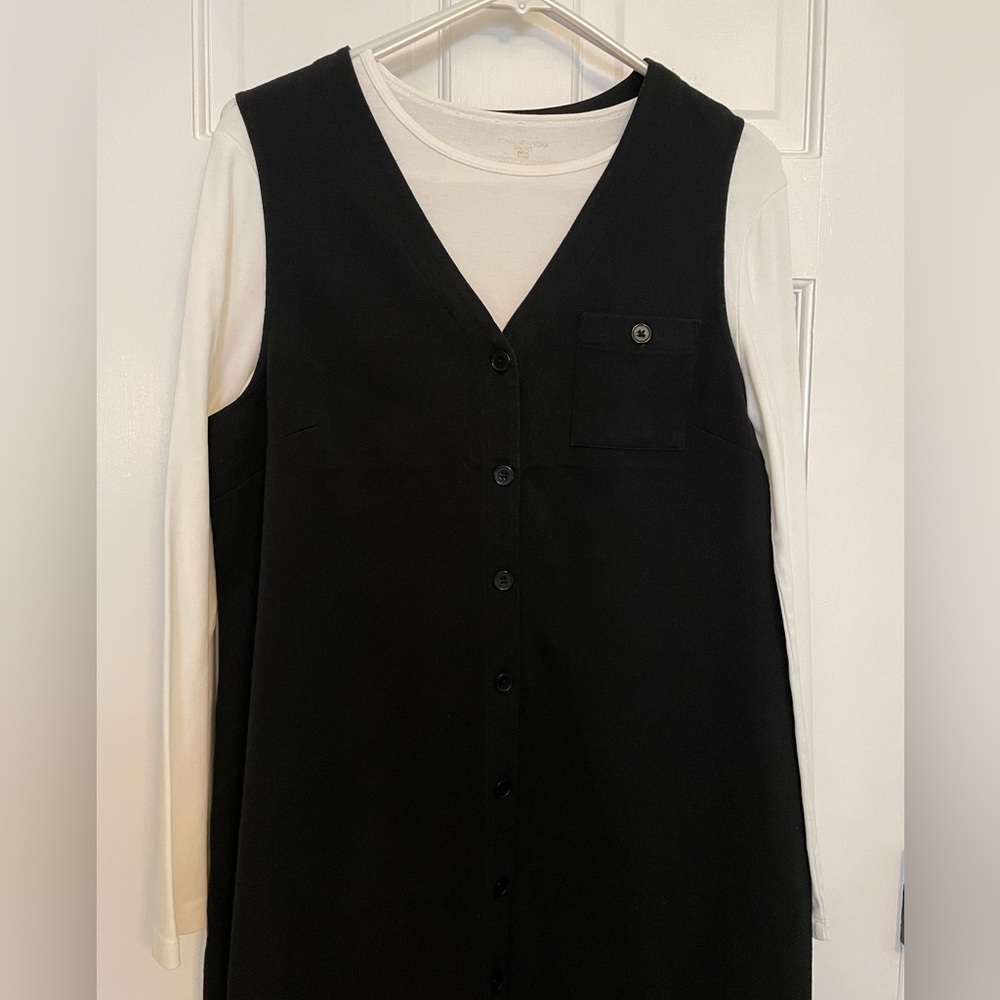 Talbots black ALine Jumper - v neck - black buttons down the entire front - Picture 5 of 7